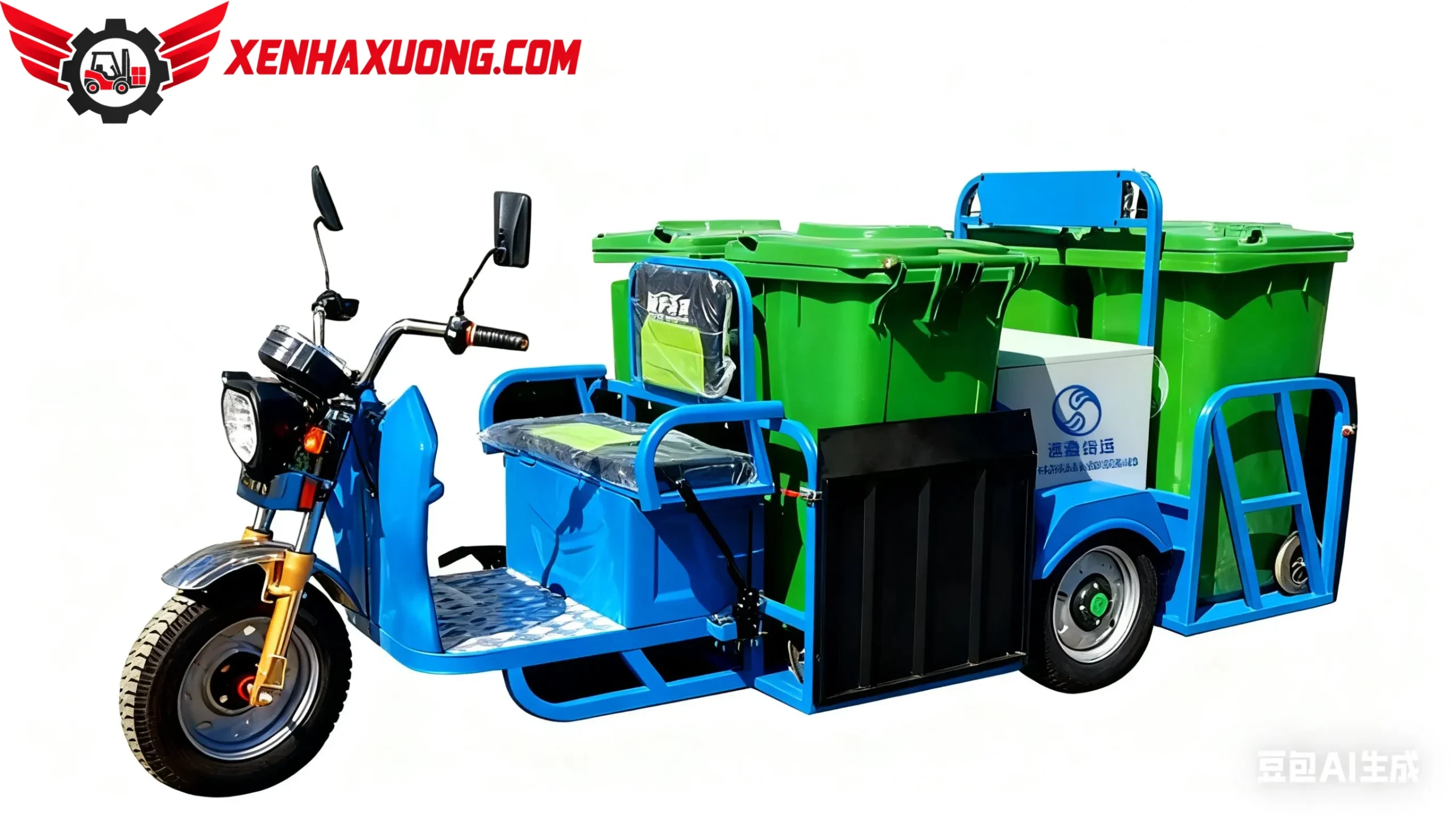 Xe Điện Chở Rác 3 Bánh Chở 4 Thùng Lớn Phía Sau 3 Xe Điện Chở Rác 3 Bánh Chở 4 Thùng Lớn Phía Sau - Ảnh 3